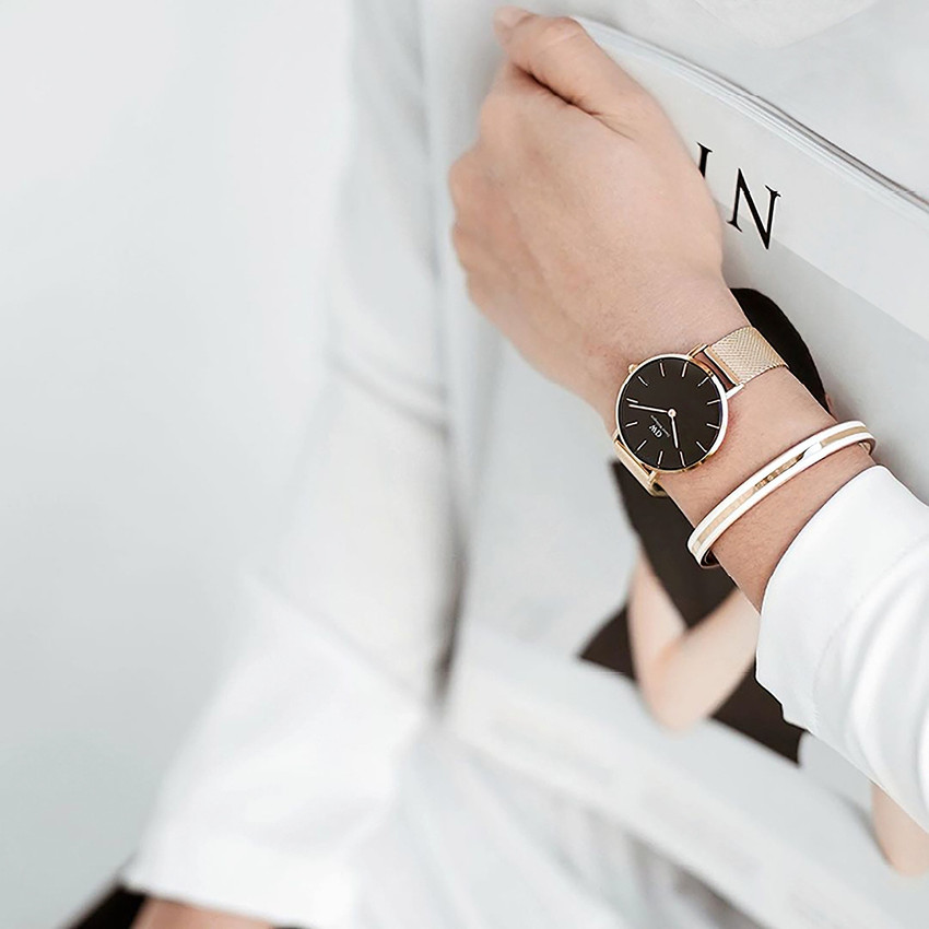 Daniel wellington classic petite melrose black 28mm sales