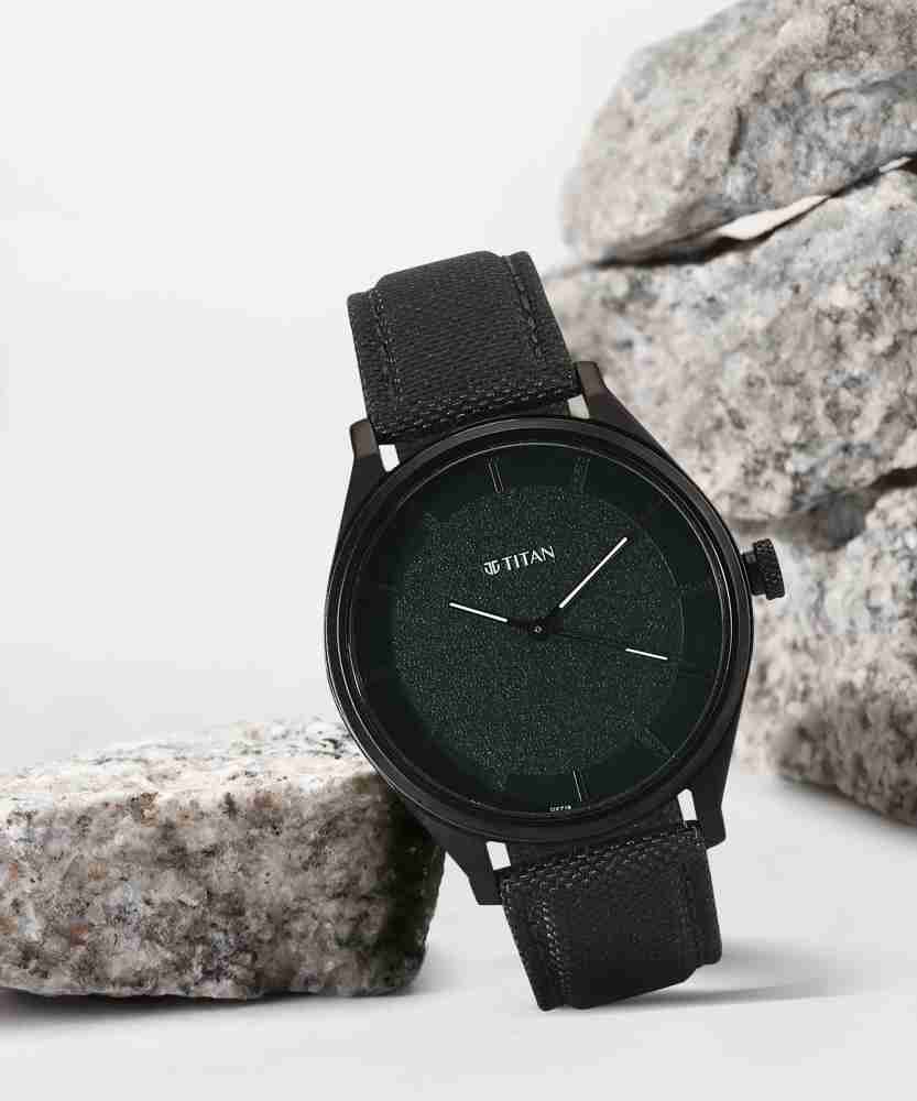 Buy Online Titan Workwear Green Dial Analog Leather Strap Watch