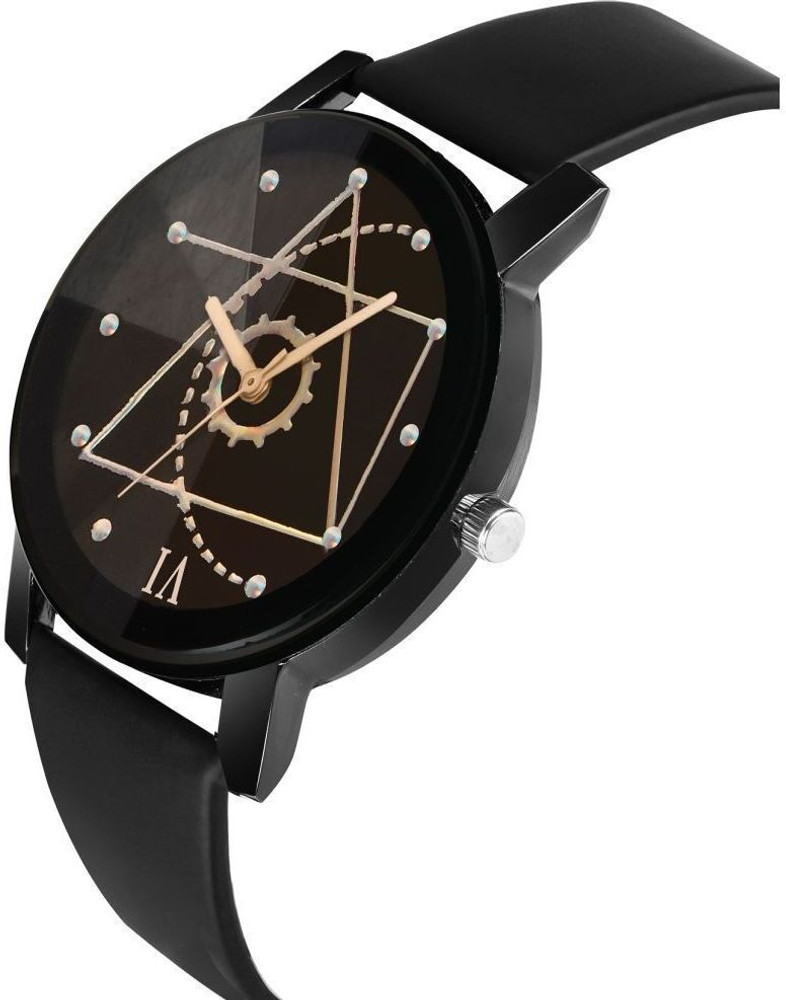 COSMIC Men s Big Size Designer Dial Analog Black Leather Strap