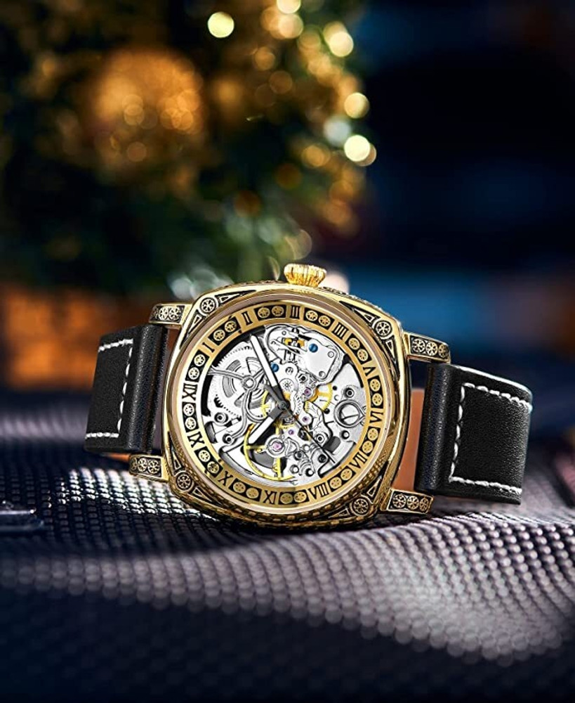 Engraved skeleton watch cheap
