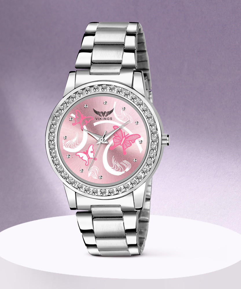 VIKINGS VK LR 068 PNK CHN BUTTERFLY Analog Watch For Women Buy