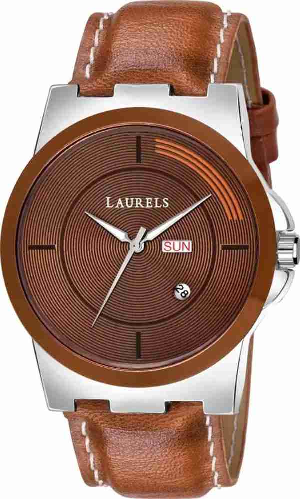 LAURELS Men s Brown Leather Formal Watch Analog Watch For Men