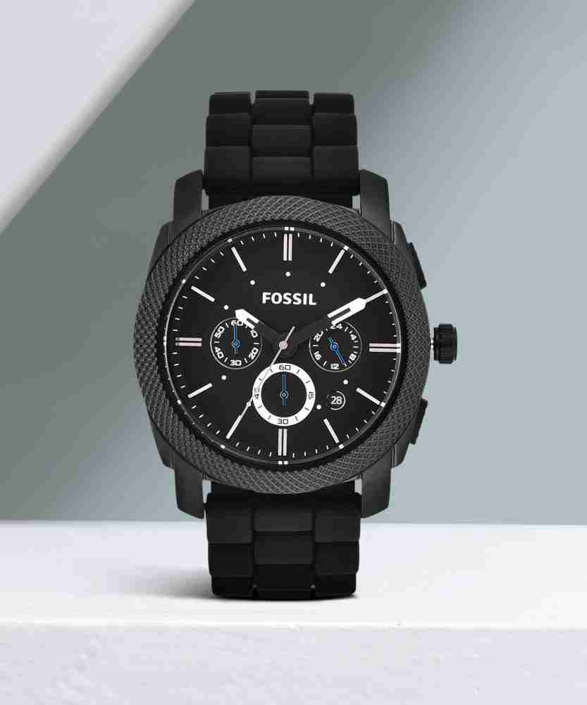 Fossil machine chronograph on sale black silicone watch