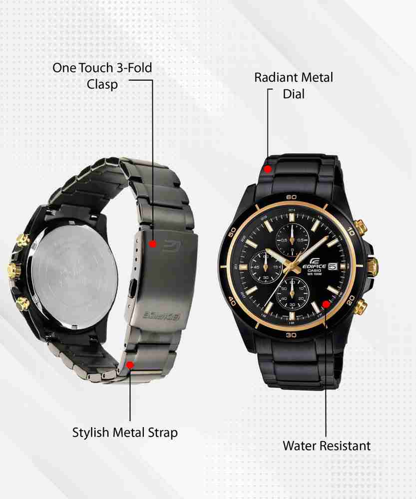 CASIO EFR 526BK 1A9VUDF Edifice EFR 526BK 1A9VUDF Black Dial Black Stainless Steel Band Analog Watch For Men