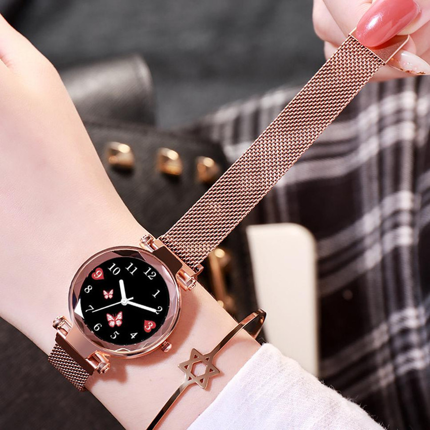 Rose gold magnetic watch sale