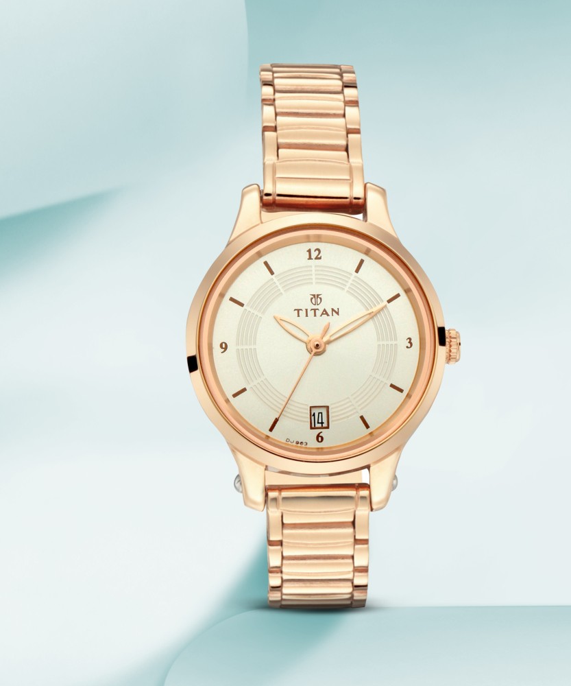 Titan watches for women rose online gold