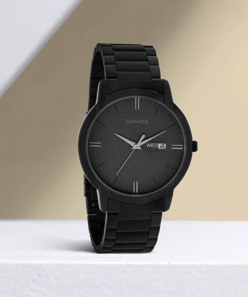 Sonata watch 2024 black chain