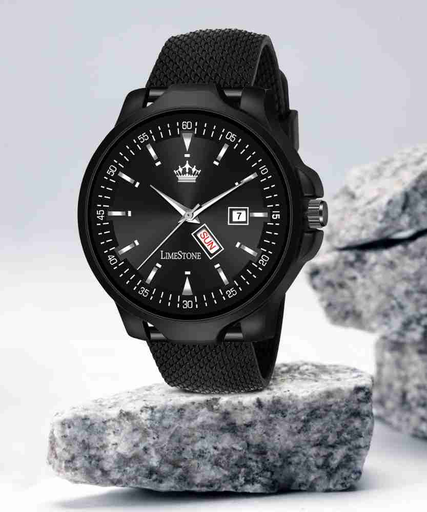 LIMESTONE Mesh Strap All Black Avatar Day and Date Functioning Quartz Analog Watch For Men Buy LIMESTONE Mesh Strap All Black Avatar Day and Date Functioning Quartz Analog Watch