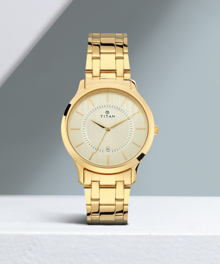 Titan golden wrist discount watch