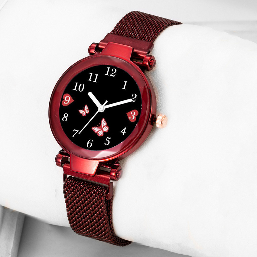 Red colour watch for girl outlet
