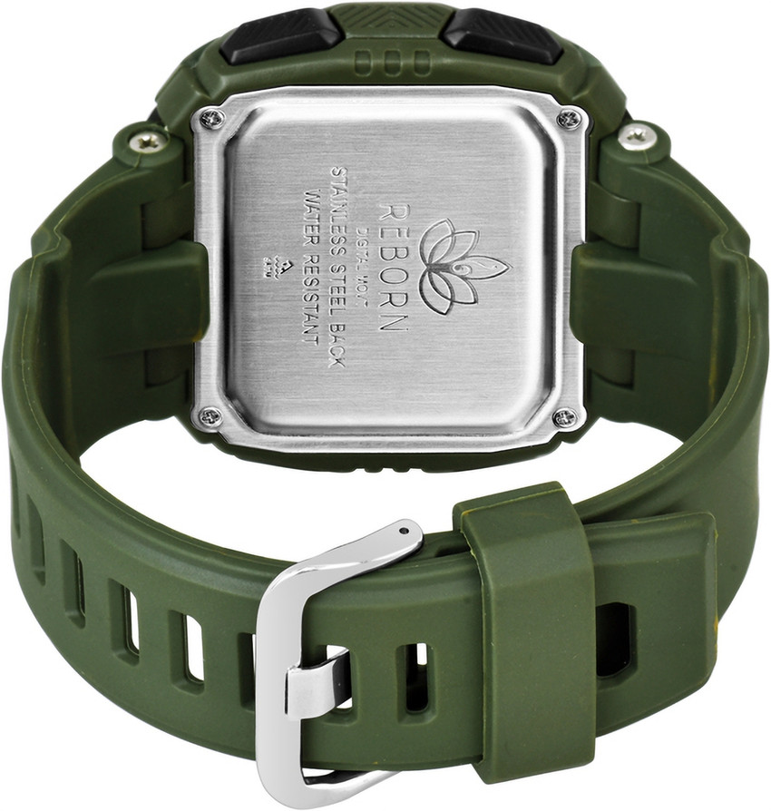 Led movt watch store stainless steel back
