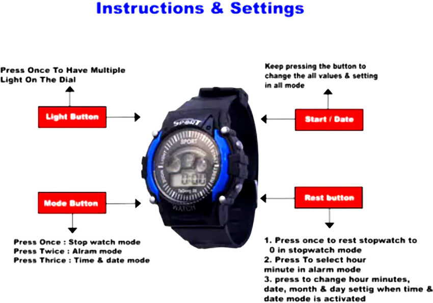 ZEESHAN Digital 7 Color Watch Digital Watch For Boys Girls