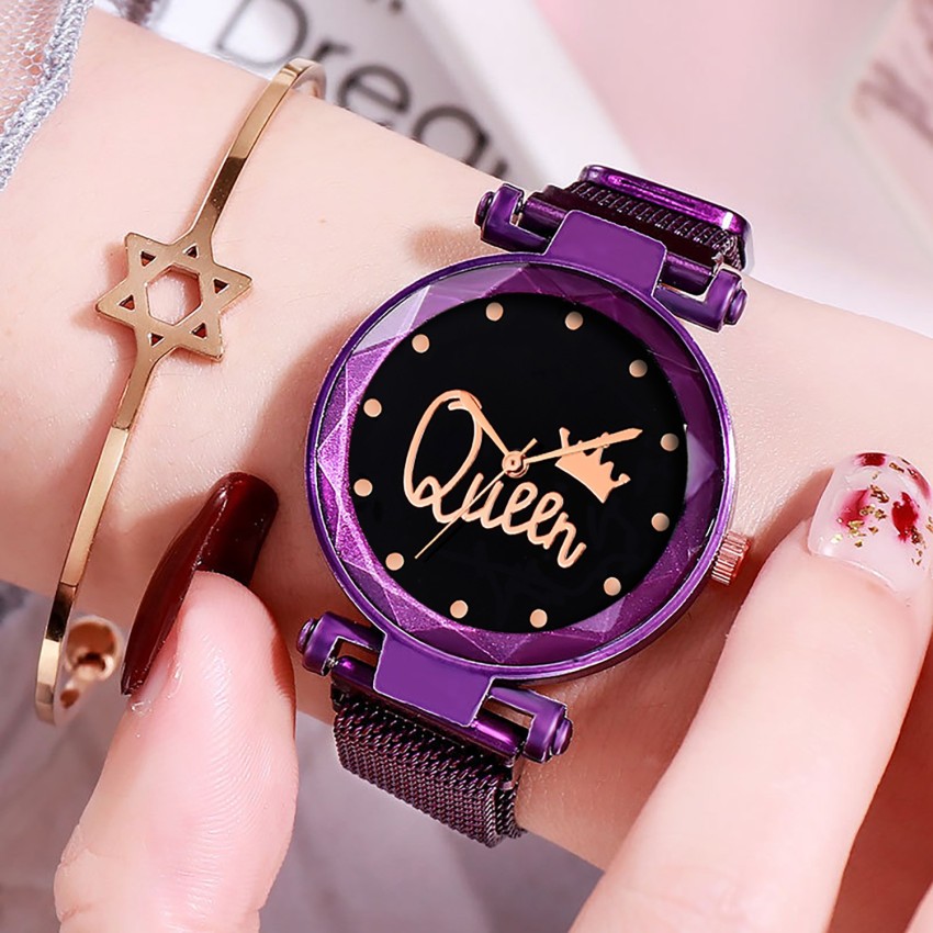 Marclex New Combo Of Purple and Black color Queen Magnet watch for