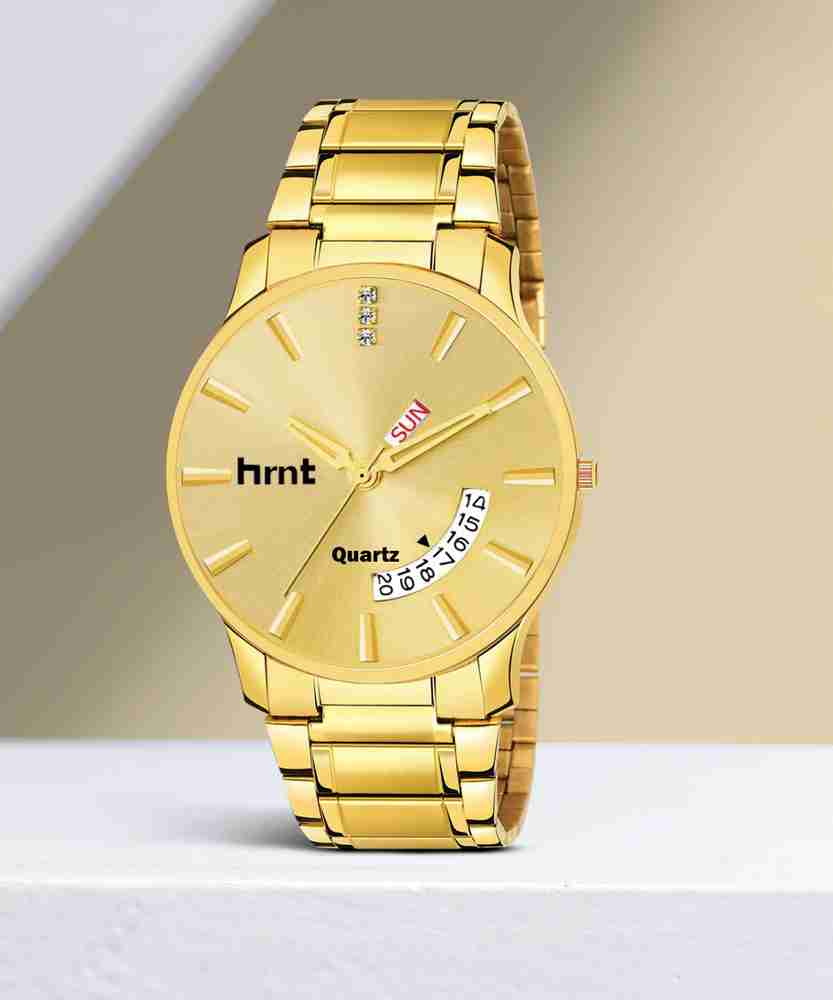 hrnt G9046 Analogue Golden Hands Watch Water Resistant Gold Chain Watch For Mens Boys Analog Watch For Men