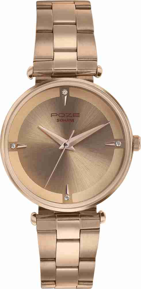 Sonata ladies discount watch rose gold