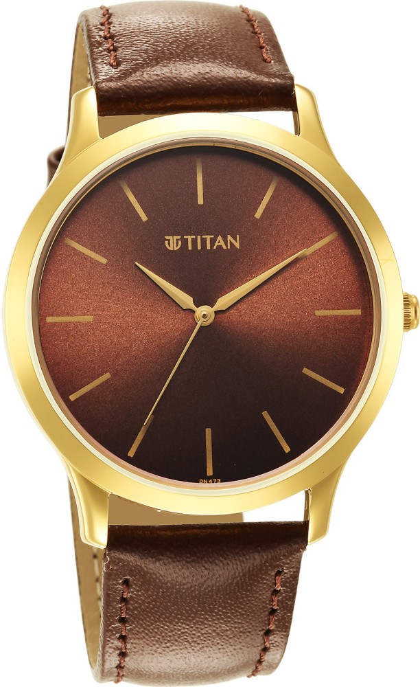 Titan 1580yl05j leather analog men's watch hot sale