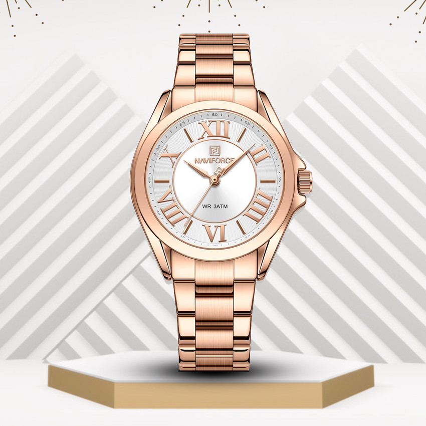 Alix Novel textured dial with roman numerals with rose gold stainless steel strap Analog Watch For Women Buy Alix Novel textured dial with roman numerals with rose gold stainless steel