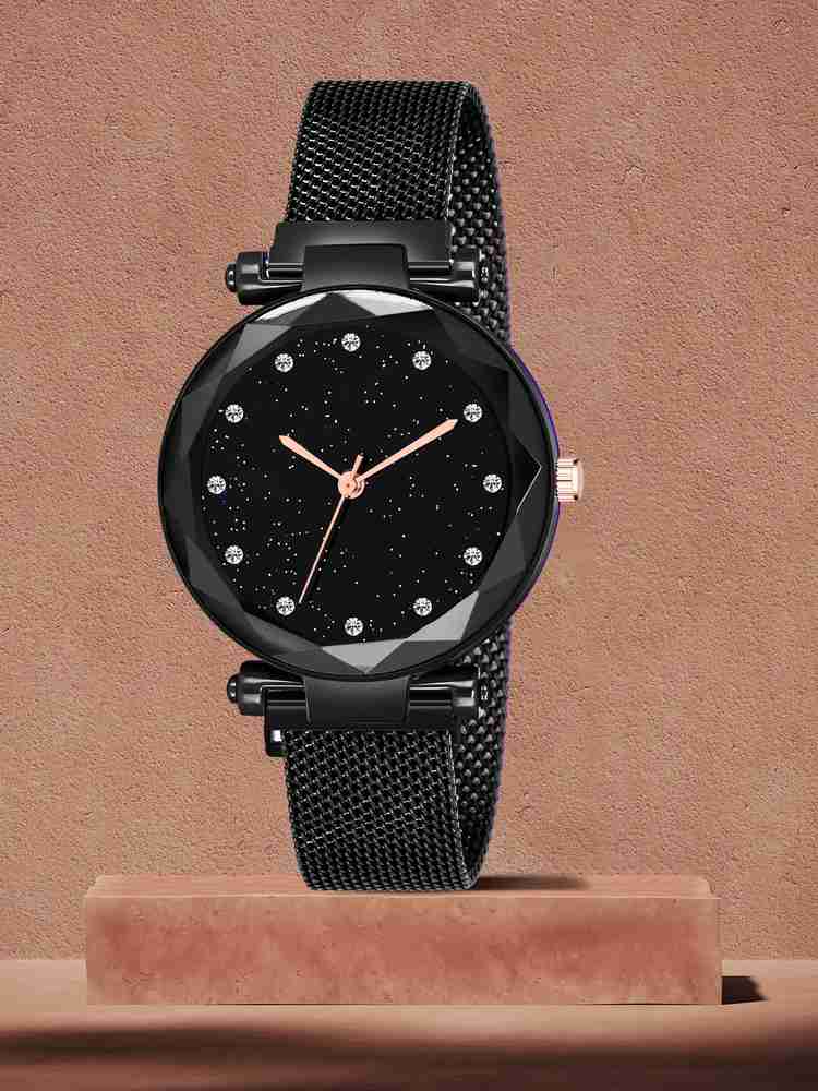 Styledose Black Stylish Looking 2023 Starry Sky Magnetic Watch for girls or women Analog Watch For Girls