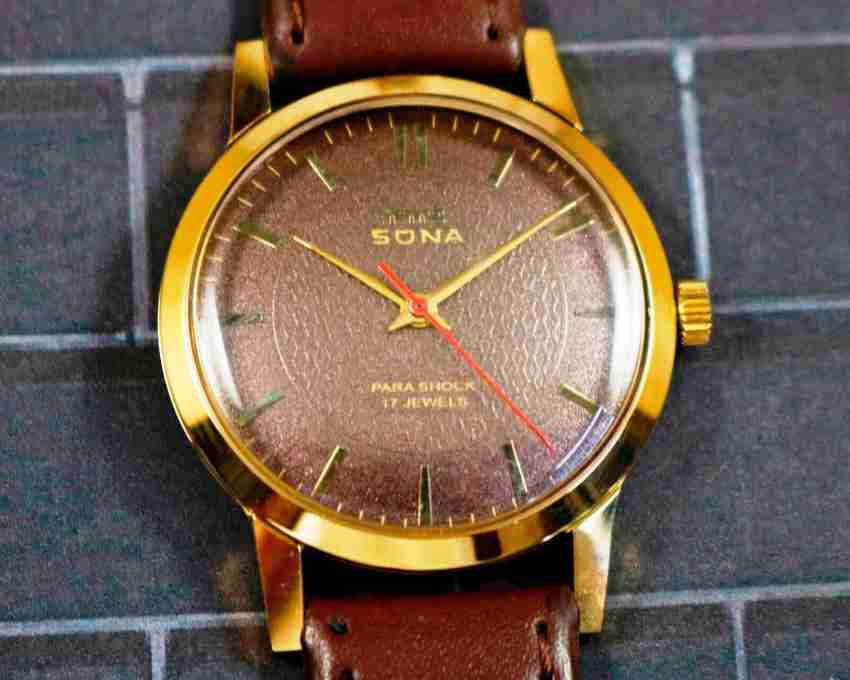 DIXOT VINTAGE HMT SONA MENS WRIST WATCH SUPER SLIM GP CASE HAND