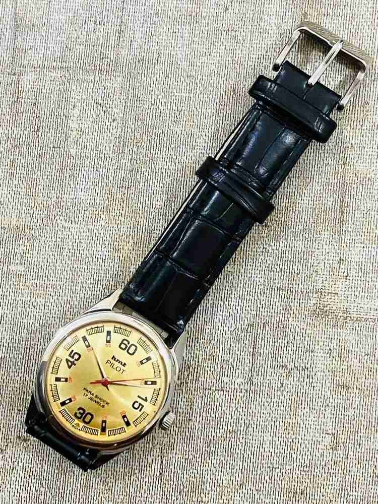 DIXOT Vintage Hmt Pilot Yellow Dial Manual Winding 17Jewels Men s