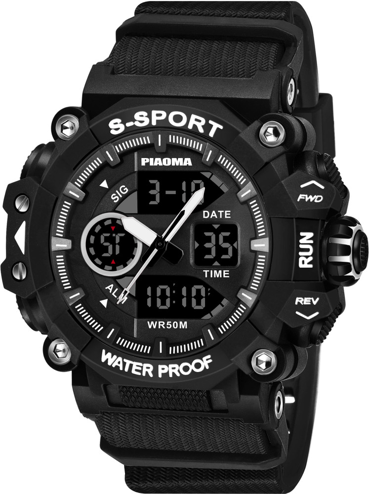 Missfox Waterproof Sport Digital Watch Analog Digital Watch For Men New Generation Big Dial Waterproof Super Trendy PU Mash Strap Round Sports Analog Digital Watch For Men Buy Missfox Waterproof Sport