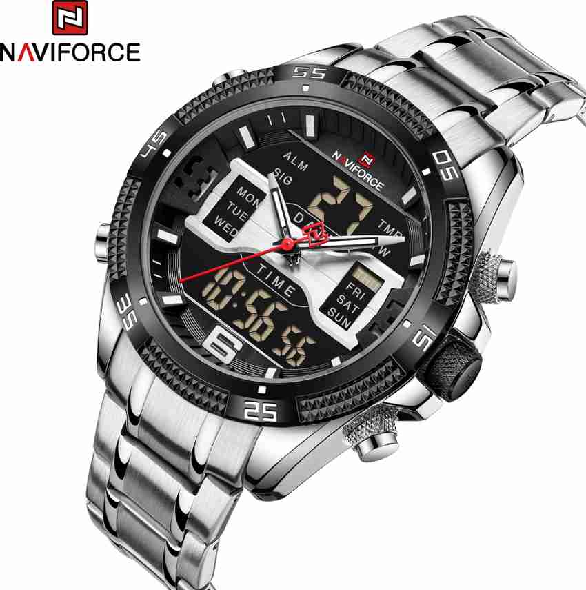 NAVIFORCE Black Dial Stainless steel Watch 9201 Analog Digital