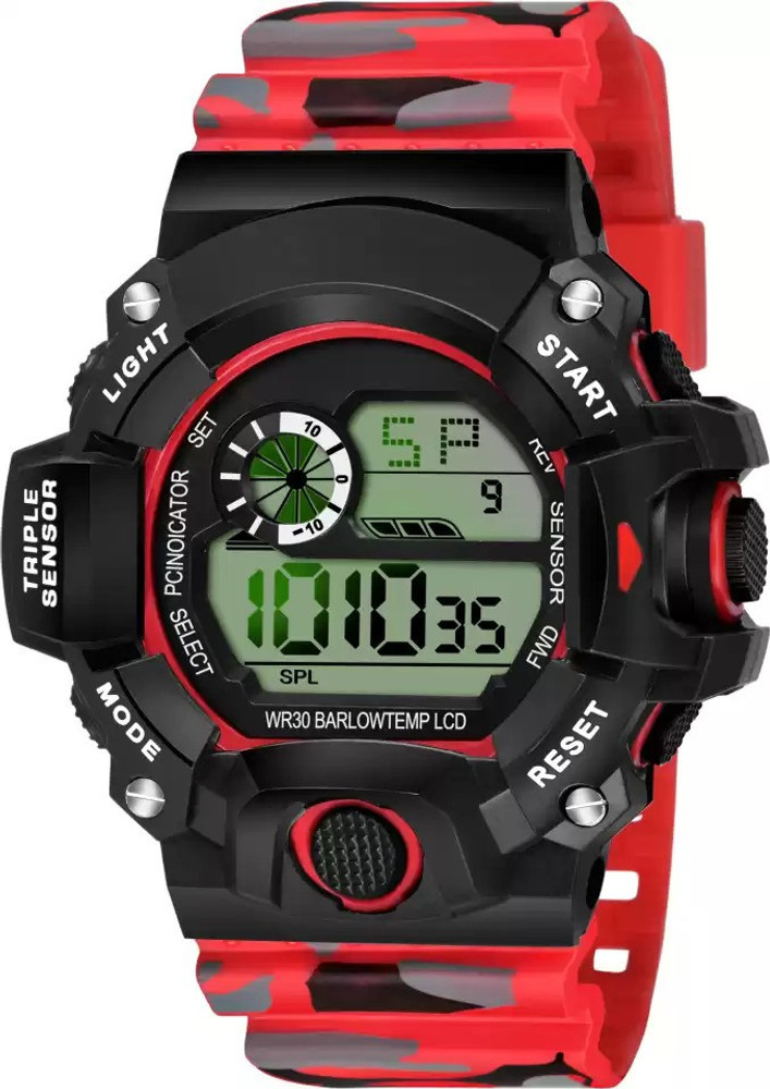 Digital watch red hot sale