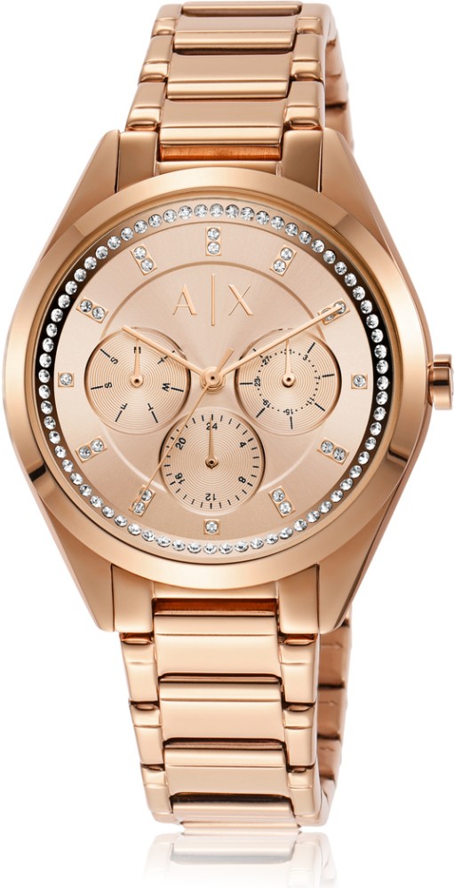 Armani exchange rose sale gold ladies watch