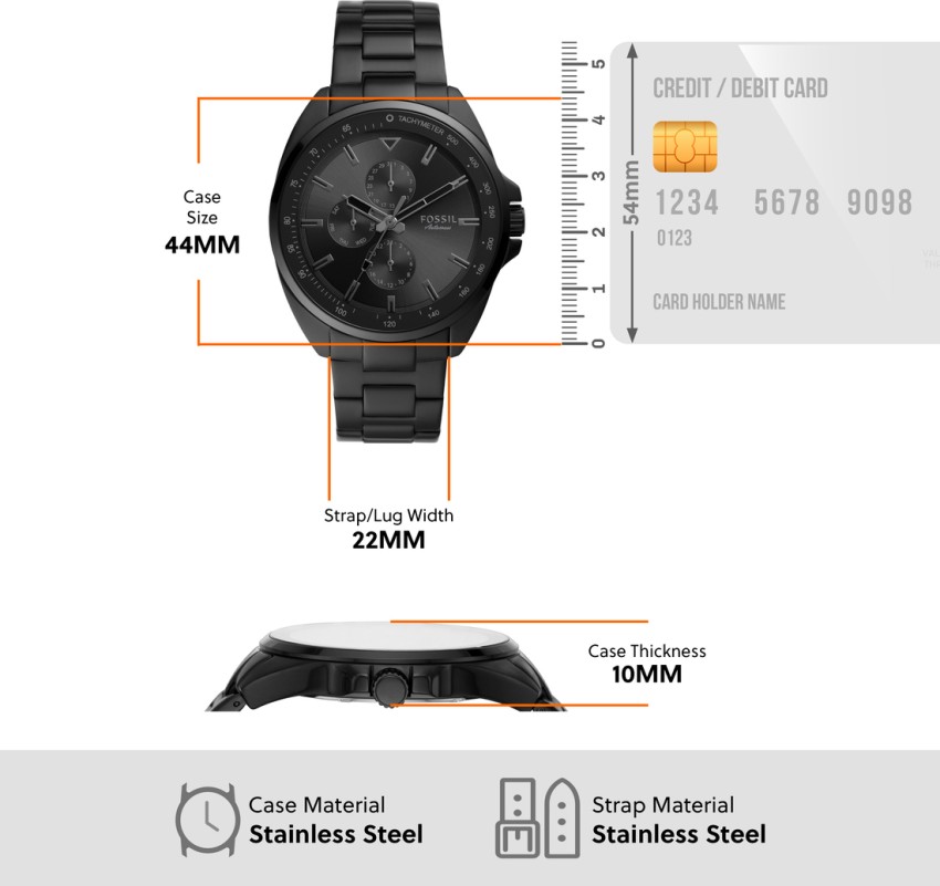 Autocross Multifunction Black Stainless Steel Watch - BQ2551 - Watch Station