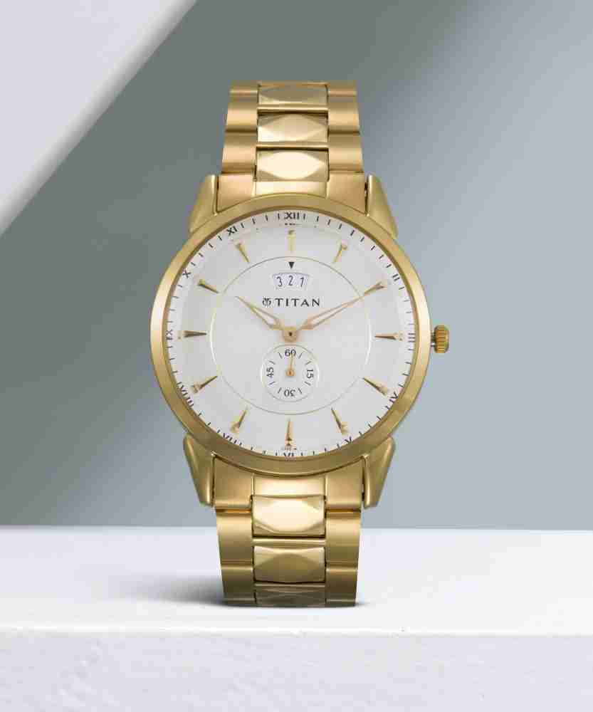 Titan watch golden sale colour price