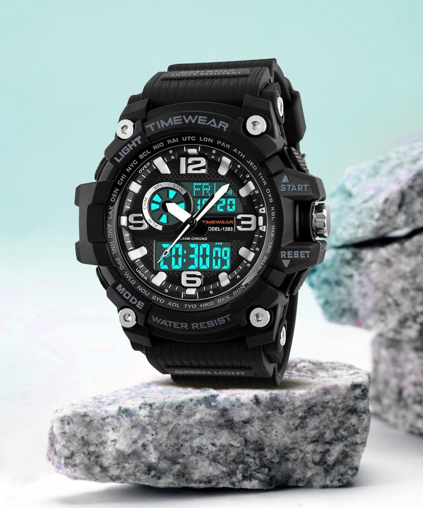 Black analog digital online watch