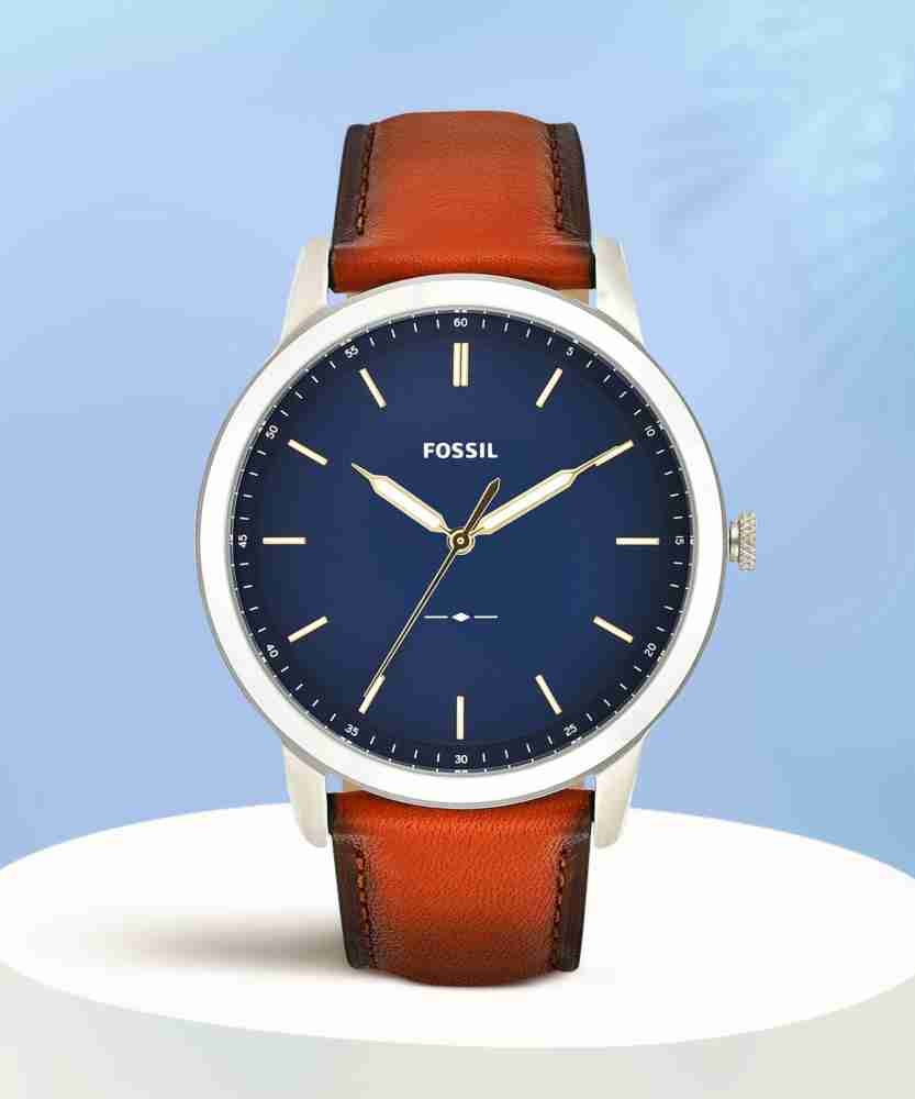  Fossil Men's Minimalist Quartz Stainless Steel and Leather  Three-Hand Watch, Color: Silver, Luggage (Model: FS5304) : Clothing, Shoes  & Jewelry