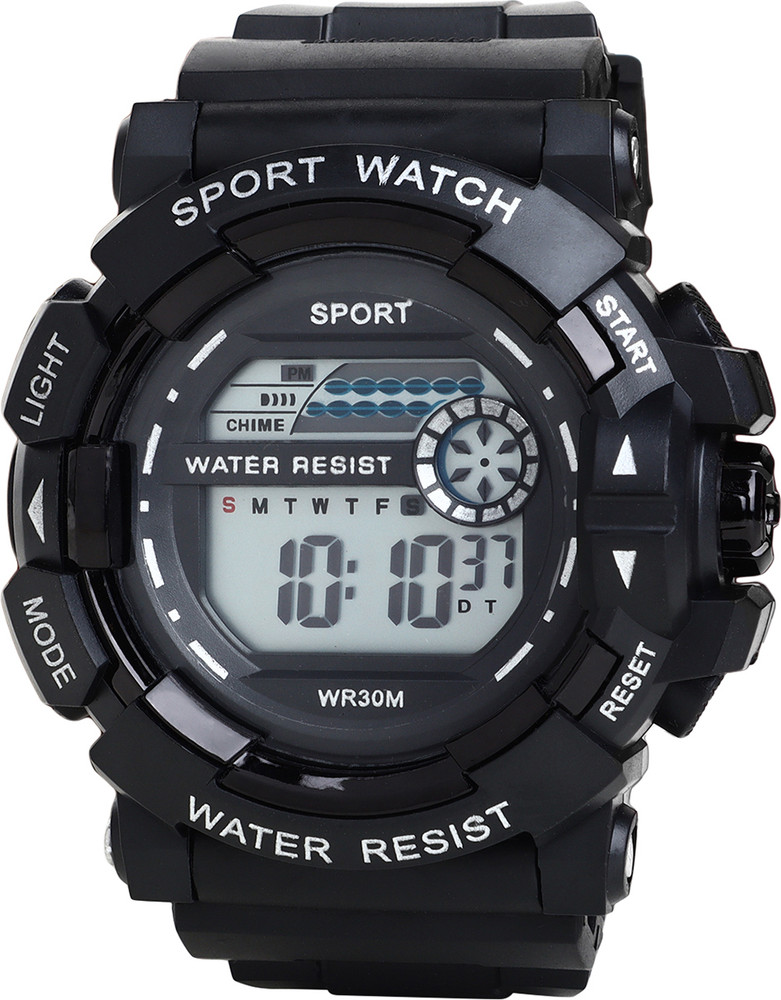 Black waterproof digital watch top