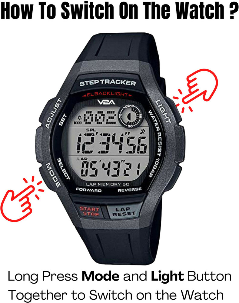 Digital watch with step counter 2025