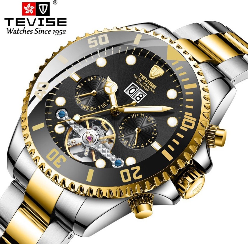 Tevise Automatic Mechanical Skeleton Chronograph Luxury Watch