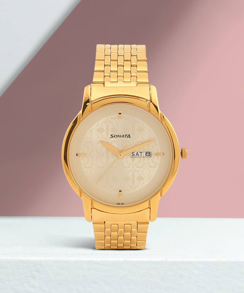 Sonata watch in hot sale golden colour