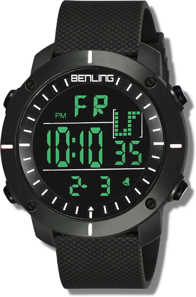 Benling BL 1001 Digital Watch with Silicone Strap Large Big Sized Dial EL Light Multifunctional Sports Formal Casual Watch Black Dial Black Strap Digital Watch For Men Buy Benling