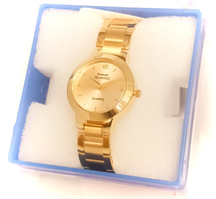 Hmt Fashion Golden Trendy Ladies Round Watch Analog Watch For