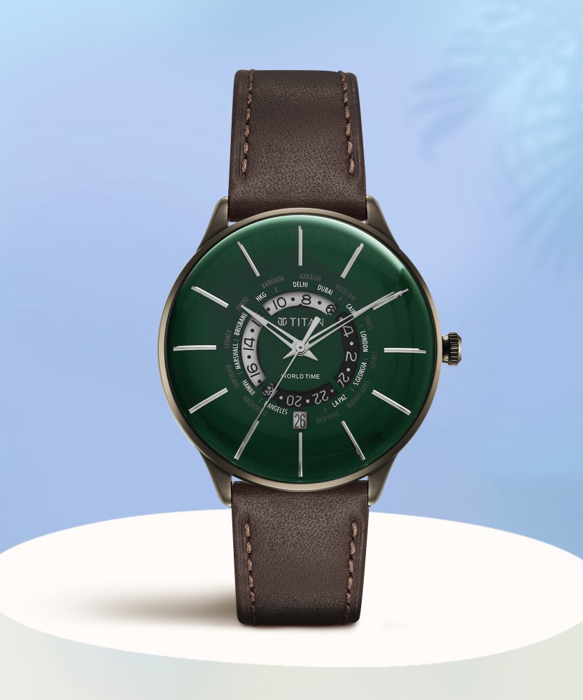 Green discount analog watch