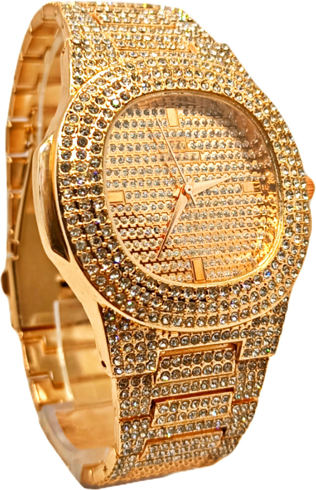 Mens gold crystal watches sales
