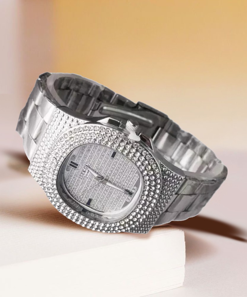 Iced hot sale silver watch