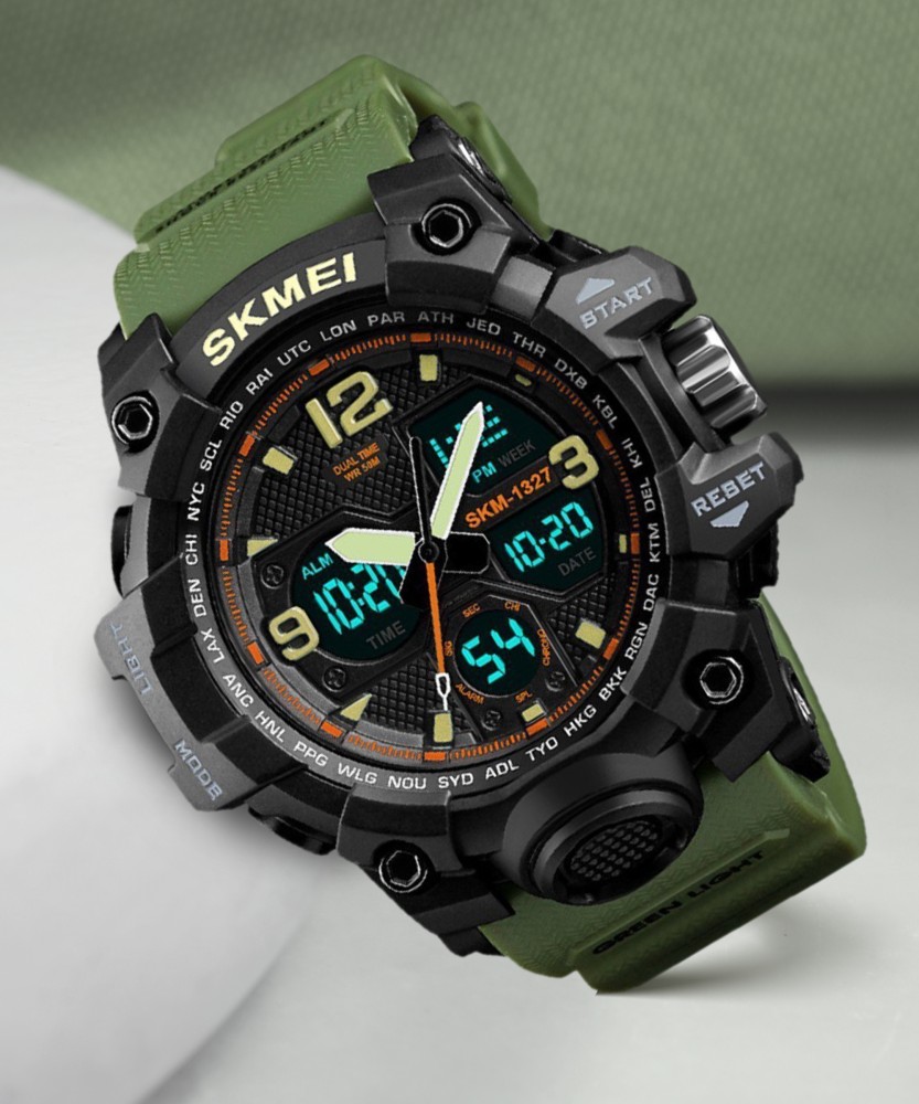 SKMEI 1327 Green Sports Analog Digital Watch For Men Buy SKMEI