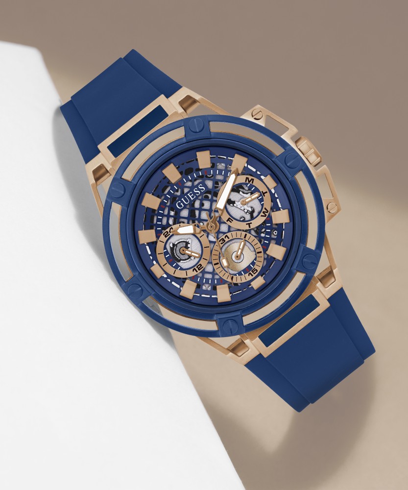 Guess men's blue and gold outlet watch