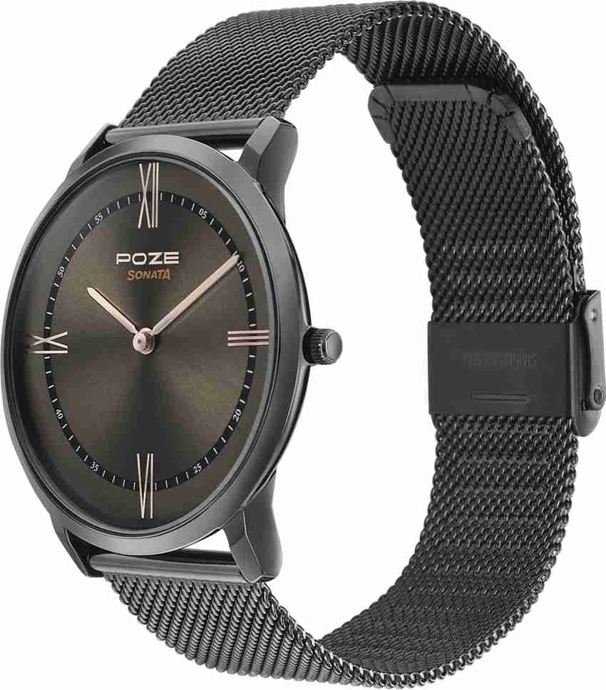 Sonata black stainless steel hotsell watch