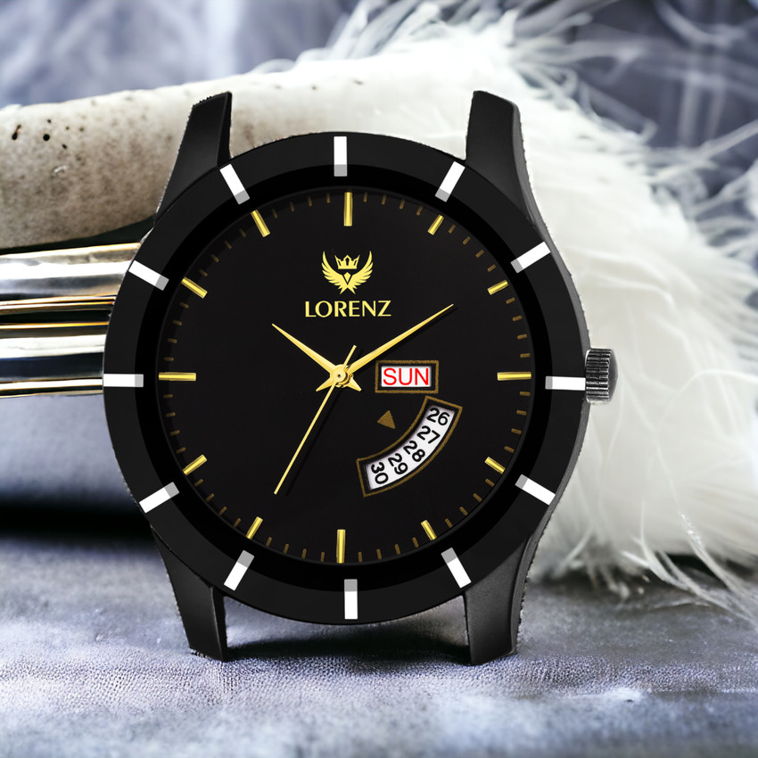 Vills laurrens analogue black dial day discount and date series men's watch