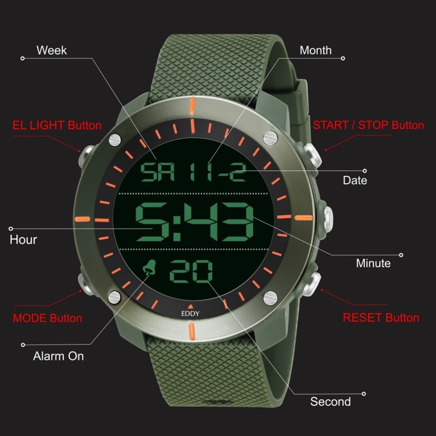 EDDY HAGER 800 Digital Army Green Sports Digital Watch For Men Buy EDDY HAGER 800 Digital Army Green Sports Digital Watch For Men 800 Online at Best Prices in India Flipkart