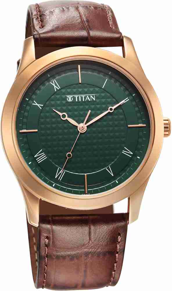 Titan watch with leather on sale belt