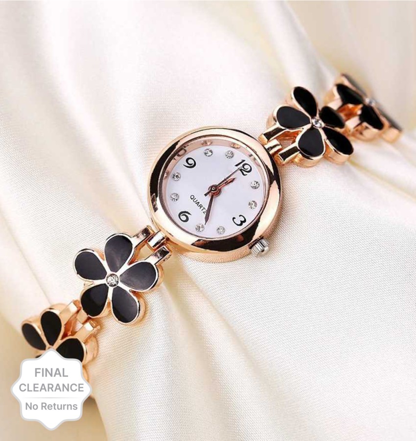 fancy bracelet Black Color ladies watches girls wrist watch for