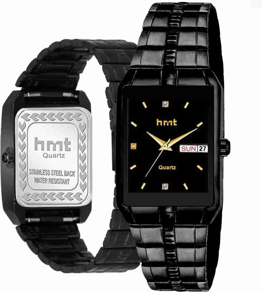 hrnt B9162 B9162 Pure Black Plating Day Date Branded Watch For