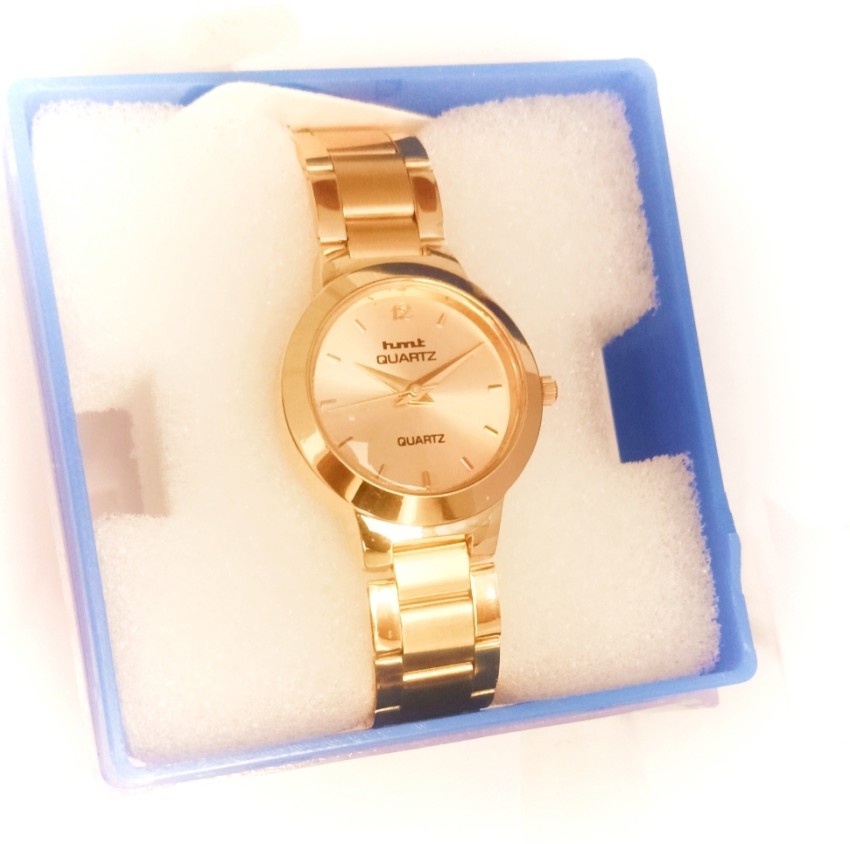 Hmt Fashion Golden Trendy Ladies Round Watch Analog Watch For